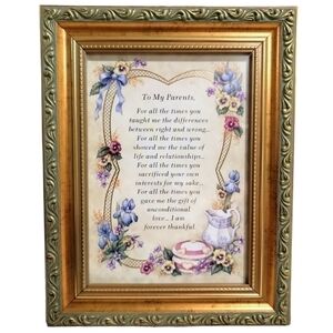 Framed poem Artist Kathy Seek Writer Chelle To my parents